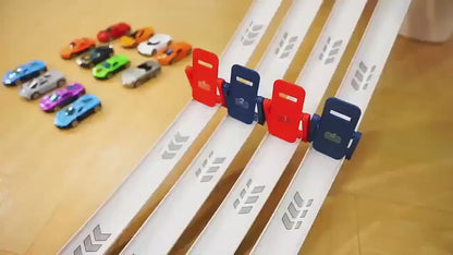 CONUSEA Rail Car Track Racing Set – Catapult Launcher Race Track with Alloy Cars | Creative STEM Playset for Kids | 2 Play Modes, Competitive Racing & Educational Fun