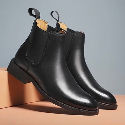 Men’s Classic Genuine Leather Chelsea Boots – Retro British Style Ankle Boots | High-Top Winter Slip-On Shoes