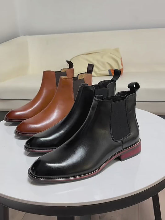 Men's Retro Chelsea Ankle Boots – British Style High-Top Leather Fashion Boots for Winter Casual Wear