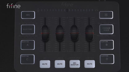 AmpliGame SC3 – 4-Channel RGB Gaming Audio Mixer with XLR Microphone Interface, USB Streaming Mixer for Podcast, Voice, and Live Recording