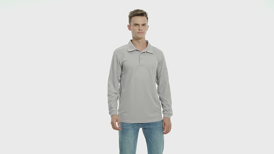 Men’s Long Sleeve Work Polo Shirt – Quick-Dry, Lightweight, Breathable Golf Tee for Outdoor, Office & Summer Wear