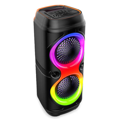 High Bass Portable Bluetooth Speaker with RGB Lights, Dual Speakers, and Karaoke Mode