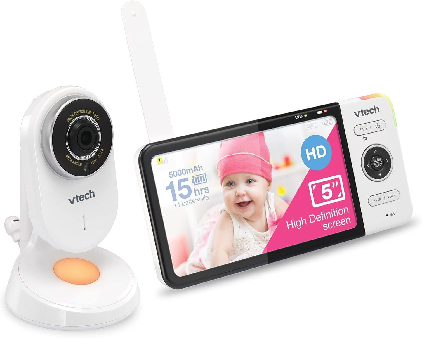 VTech VM818HD Baby Monitor with HD Camera, 5” Display, Night Vision & 2-Way Talk