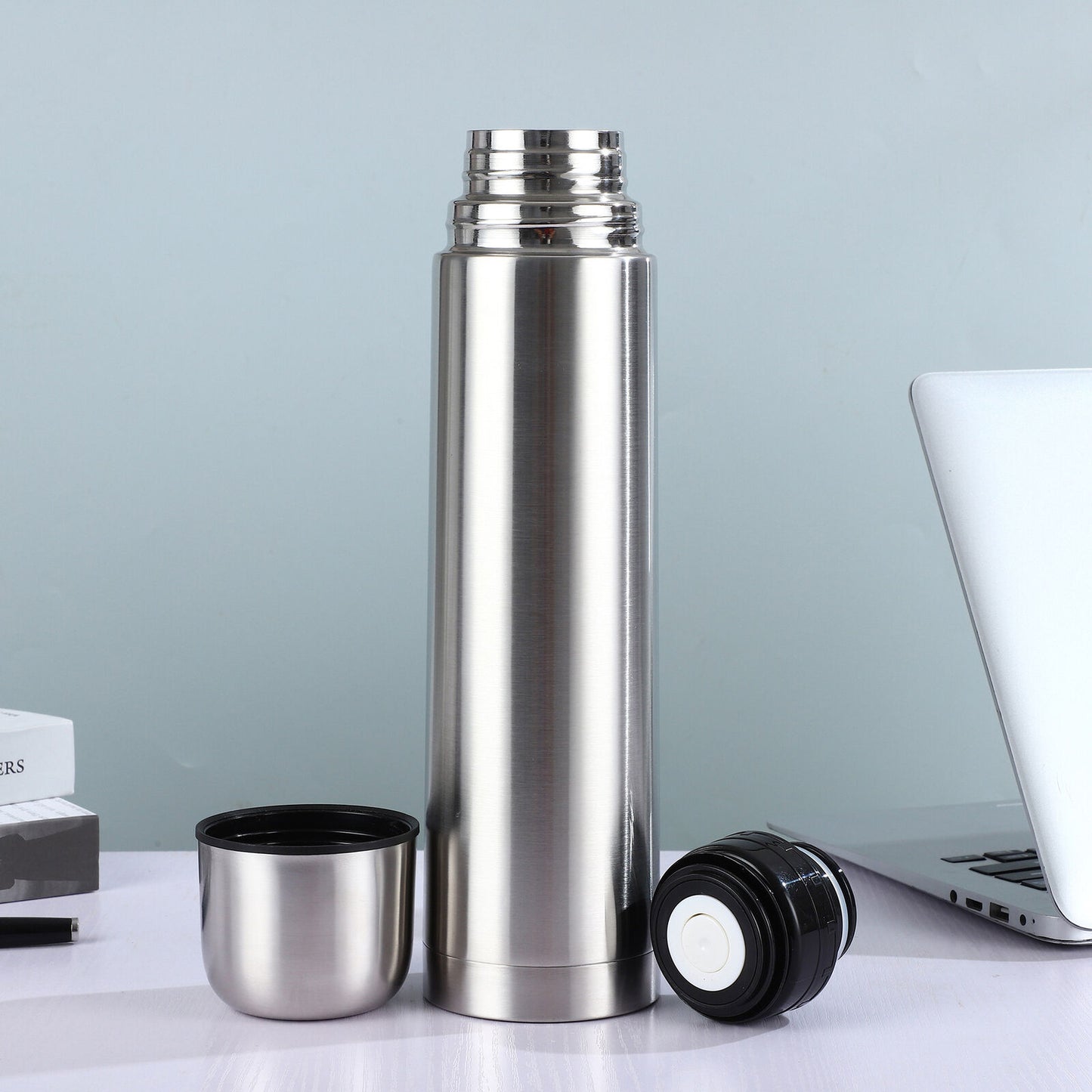 0.75L/1L STAINLESS STEEL VACUUM FLASK HOT COLD TEA DRINK THERMOS CAMPING TRAVEL