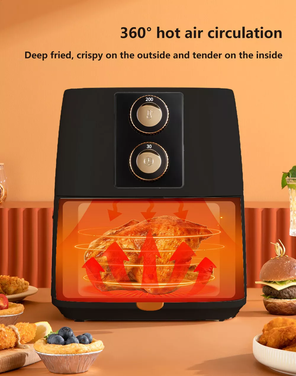 6L Transparent Air Fryer – Large Capacity, Multifunctional Cooking Made Simple