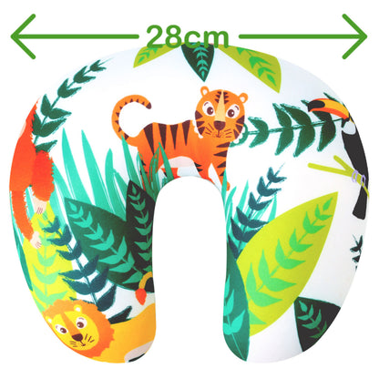 KIDS NECK PILLOW Travel Small Lions Tigers Jungle Theme Support Childrens Car UK