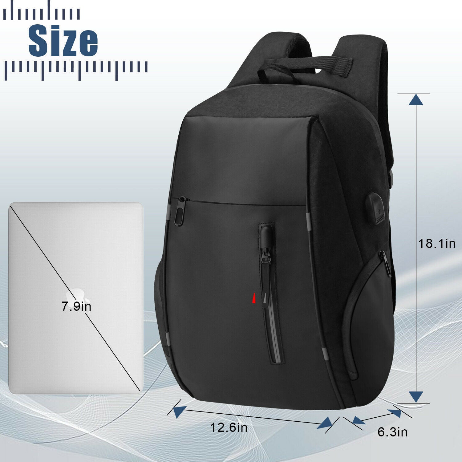 Unisex Laptop Backpack - Anti-Theft, USB Port, Waterproof Travel & Business Bag