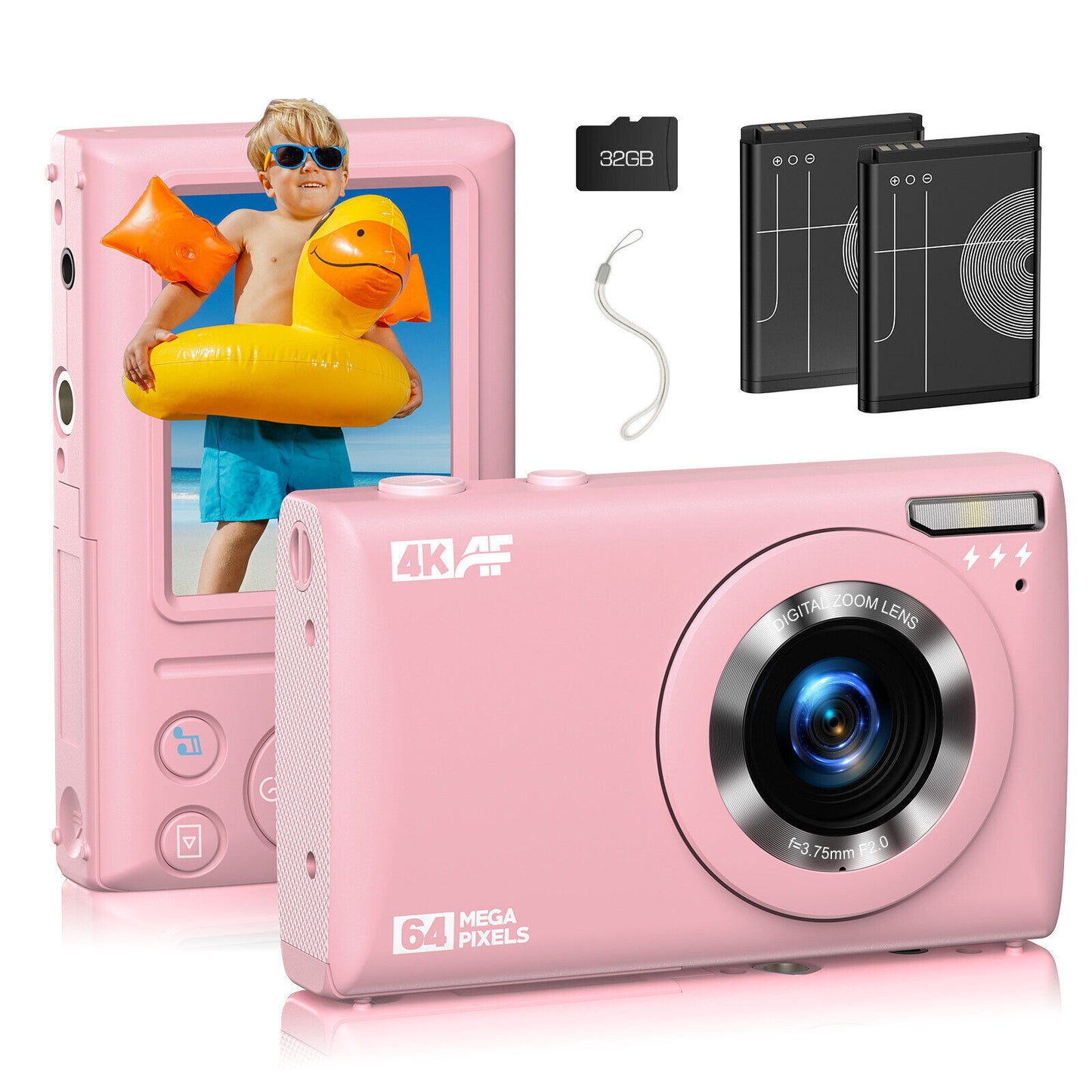 Kids Autofocus Digital Camera, UHD 4K Vlogging Camera with 32GB Card, 18X Zoom - Perfect for Budding Photographers!