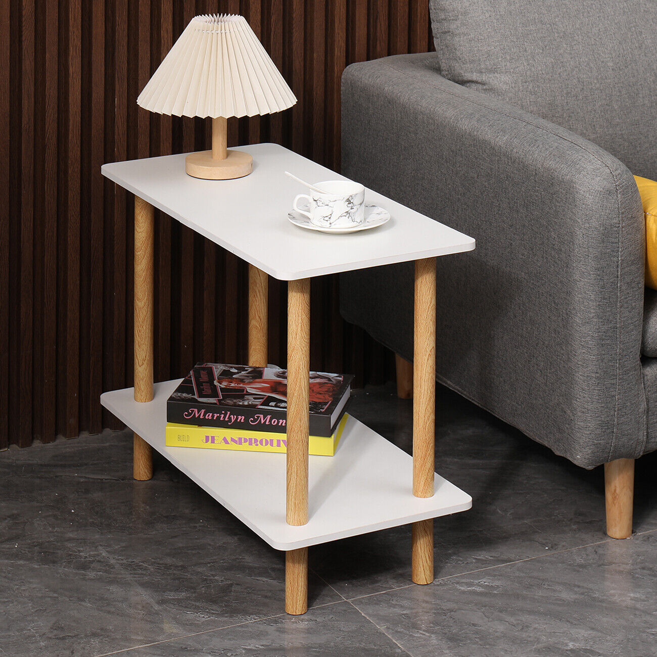 Modern White Simple Coffee Table - Sofa Side Table, End Table for Living Room