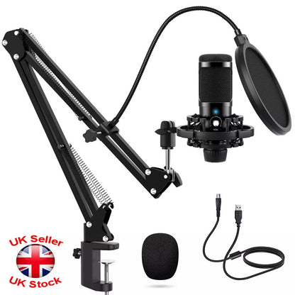 Professional USB Streaming Microphone Kit – Cardioid Condenser Mic for Podcasting, Gaming, Live Streaming & Recording