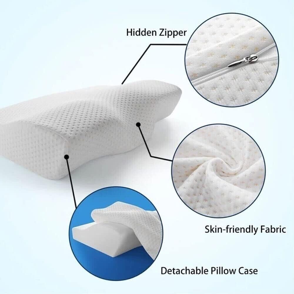 Contour Memory Foam Cervical Support Pillow Neck Pain Relief Sleeping Orthopedic