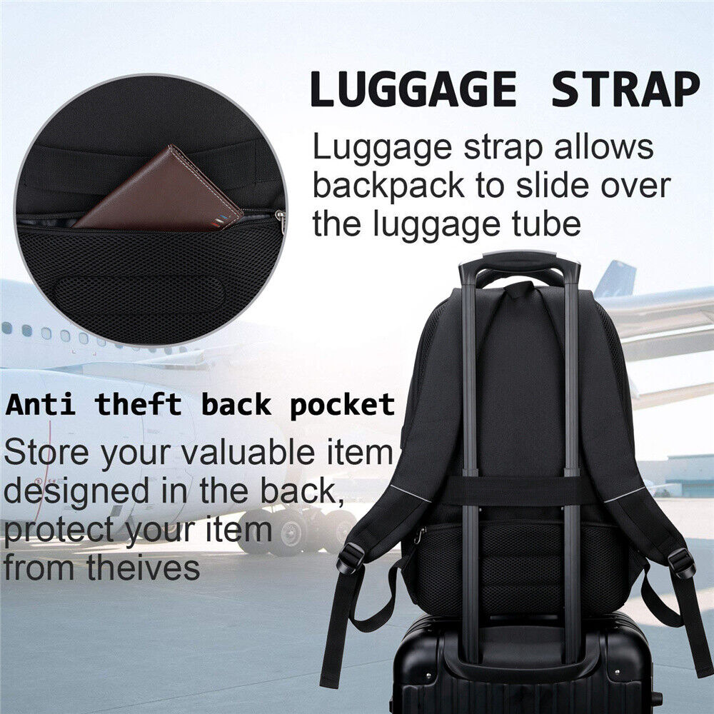 Unisex Laptop Backpack - Anti-Theft, USB Port, Waterproof Travel & Business Bag