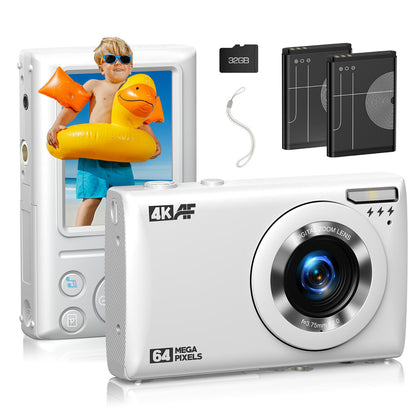 Kids Autofocus Digital Camera, UHD 4K Vlogging Camera with 32GB Card, 18X Zoom - Perfect for Budding Photographers!