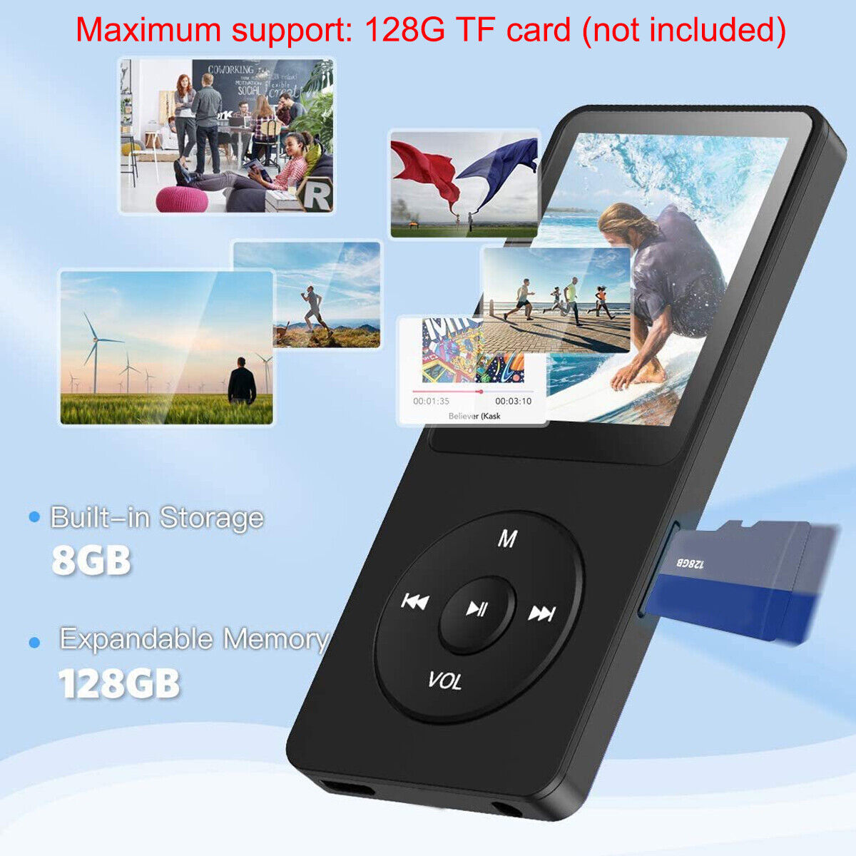 Portable Bluetooth MP4/MP3 Lossless Hi-Fi Music Player with FM Radio and Recorder