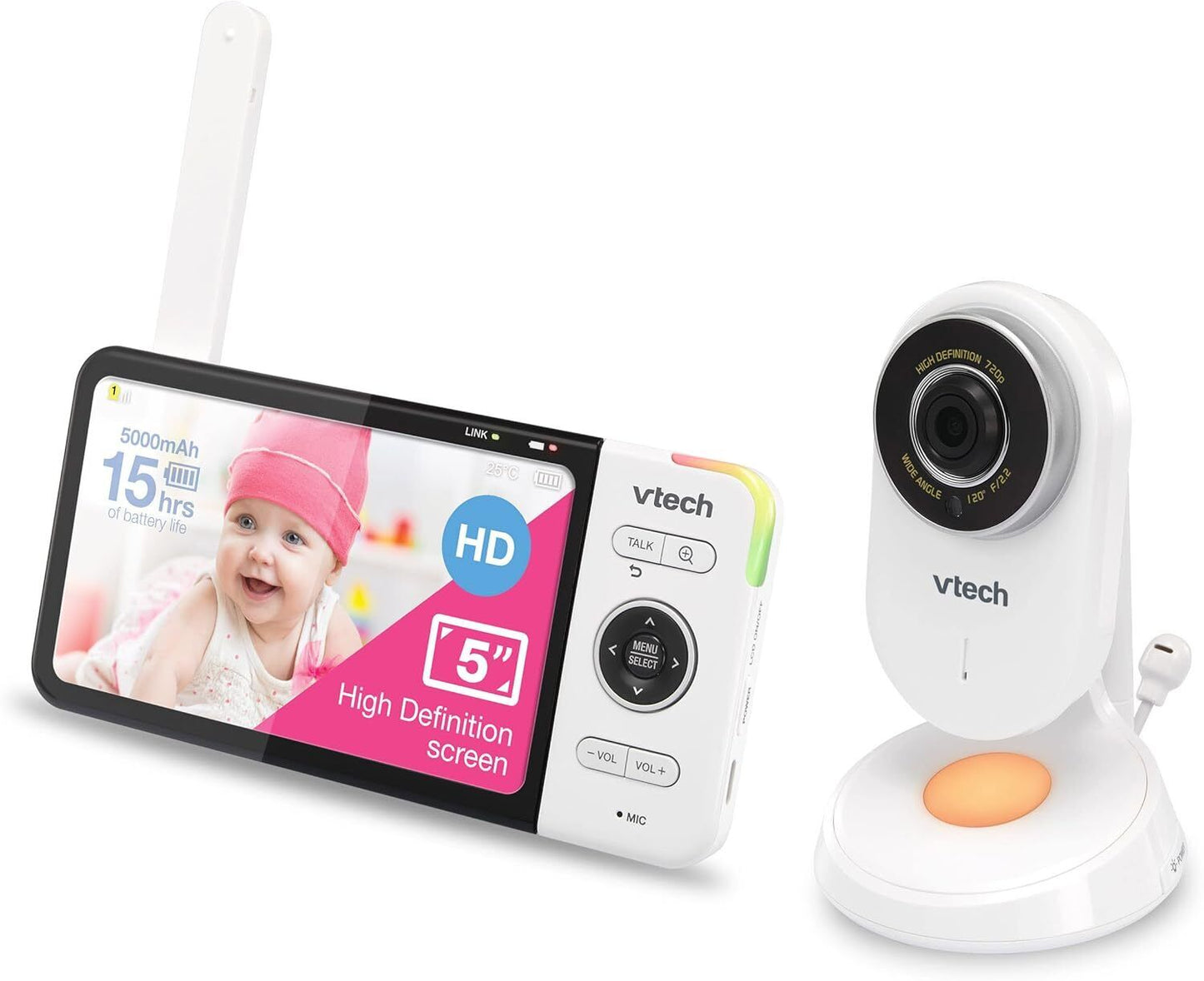 VTech VM818HD Baby Monitor with HD Camera, 5” Display, Night Vision & 2-Way Talk