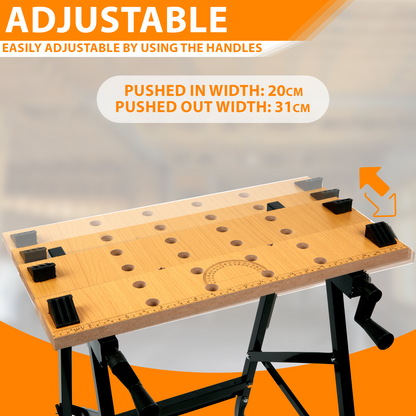 FOLDABLE WOODEN WORKBENCH BENCH WORK PORTABLE CLAMPING FOLDING WORKTOP TABLE DIY