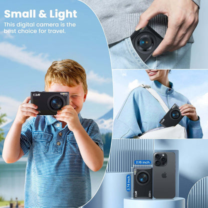 Kids Autofocus Digital Camera, UHD 4K Vlogging Camera with 32GB Card, 18X Zoom - Perfect for Budding Photographers!