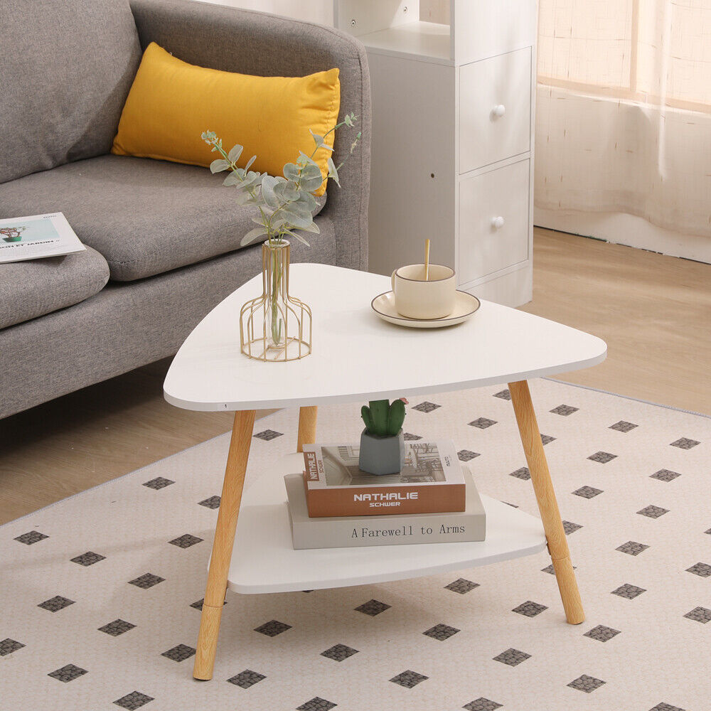 Modern White Simple Coffee Table - Sofa Side Table, End Table for Living Room