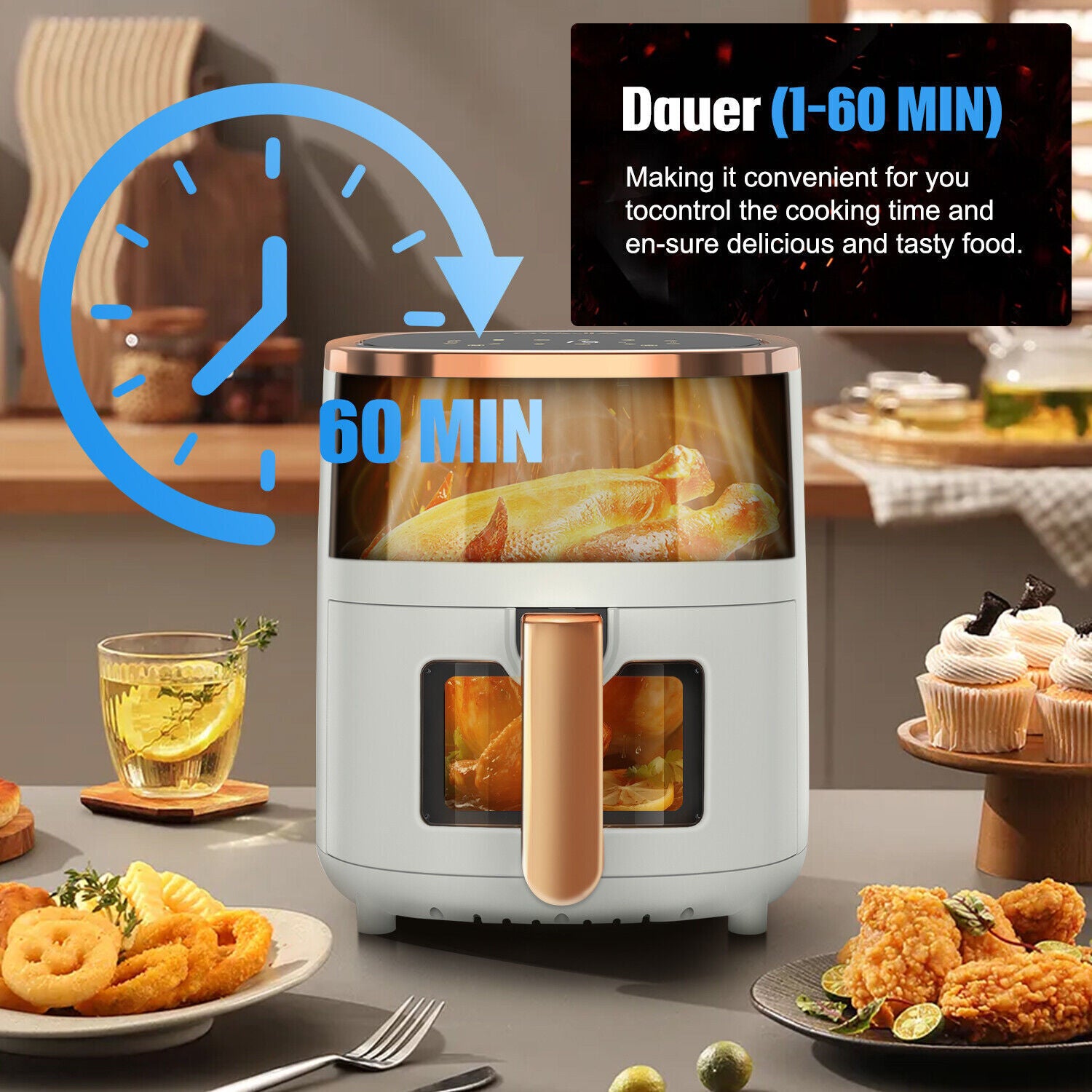 DBL MAX 5L Transparent Digital Air Fryer – Healthy Cooking Redefined!