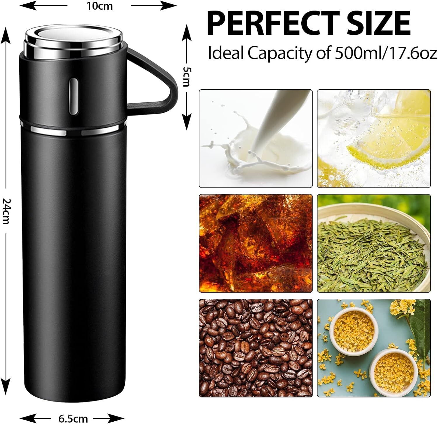 Stainless Steel Thermo Bottle Vacuum Insulated Flask with Cup for Coffee Tea