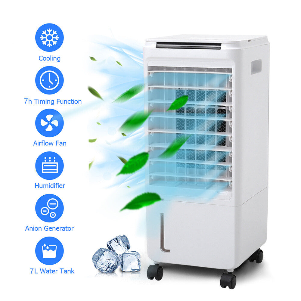 7L Portable Air Cooler Fan with Remote Control – Ice Cold Air Conditioning Unit with LED Display, Adjustable Speeds & Timer – Humidifier & Cooling System for Home or Office (80W)