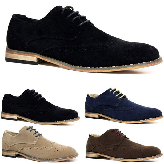 Mens New Faux Suede Lace up Casual Formal Office Work Lace up Brogues Shoes Size