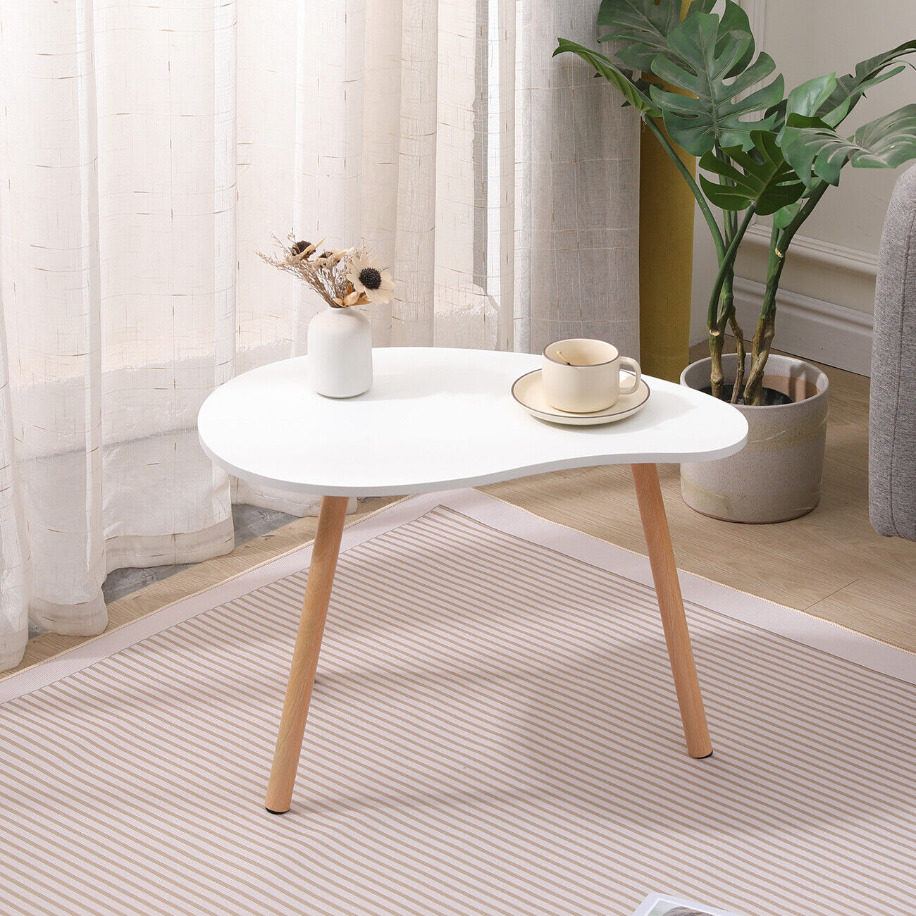 Modern White Simple Coffee Table - Sofa Side Table, End Table for Living Room