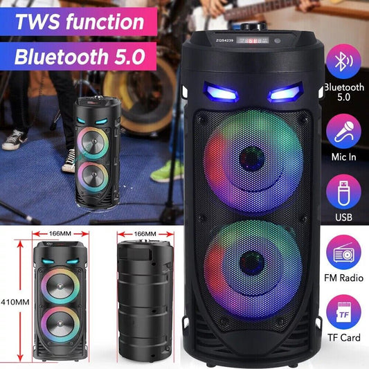 Heavy Bass Portable Bluetooth Speaker with FM, Subwoofer, and Party Lights – Perfect for Any Gathering