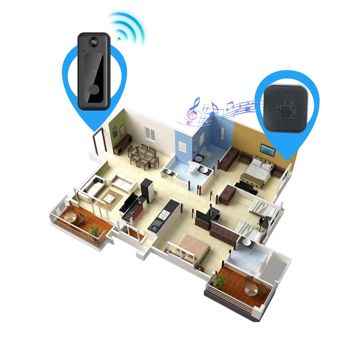  Wireless WiFi Smart Video Doorbell Security Camera with Intercom