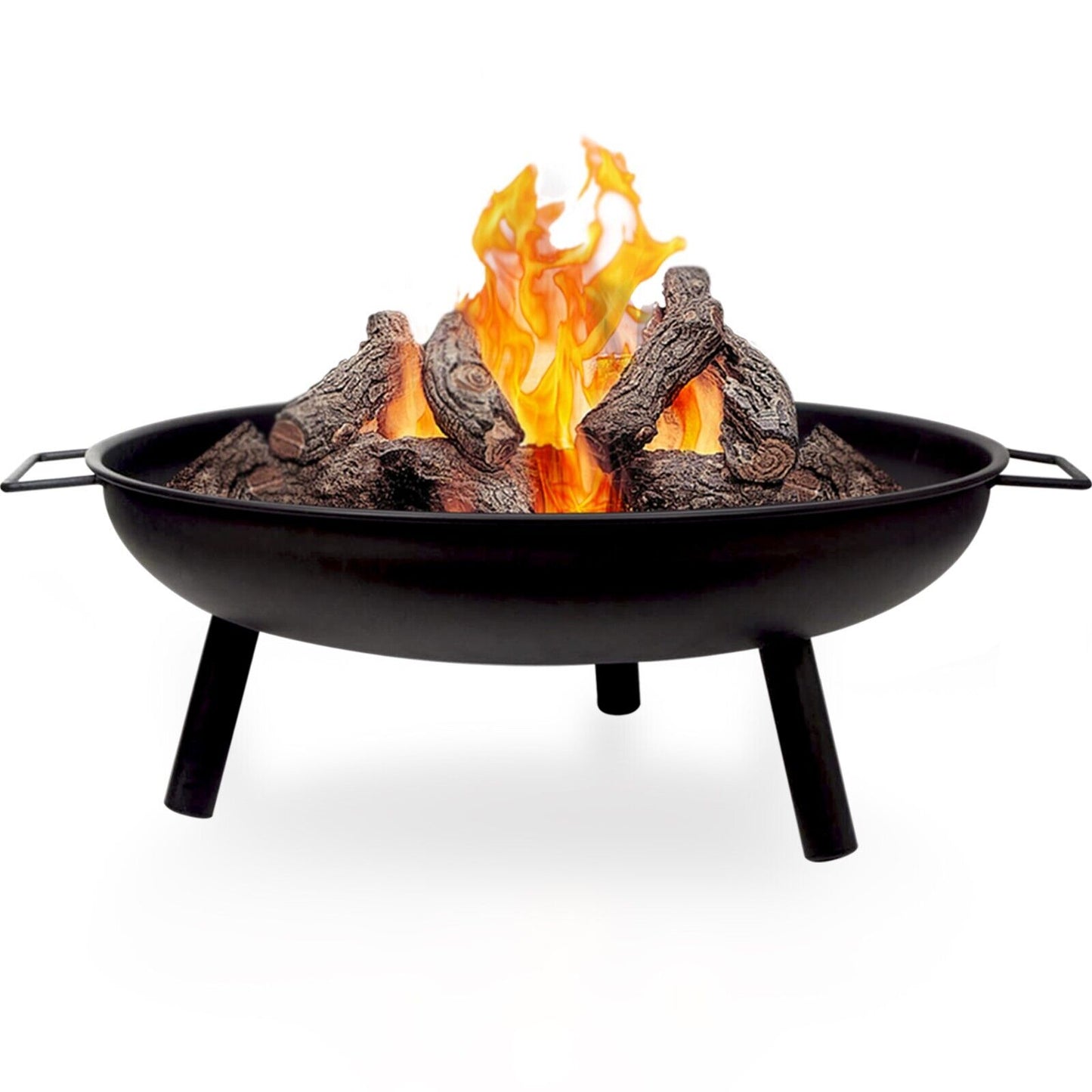 Large round Steel Fire Pit Garden Patio Camping Heater Burner Bowl BBQ Gril