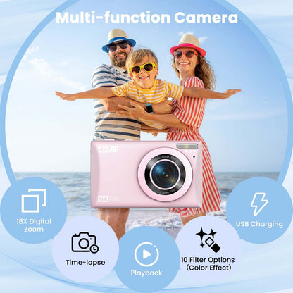 Kids Autofocus Digital Camera, UHD 4K Vlogging Camera with 32GB Card, 18X Zoom - Perfect for Budding Photographers!