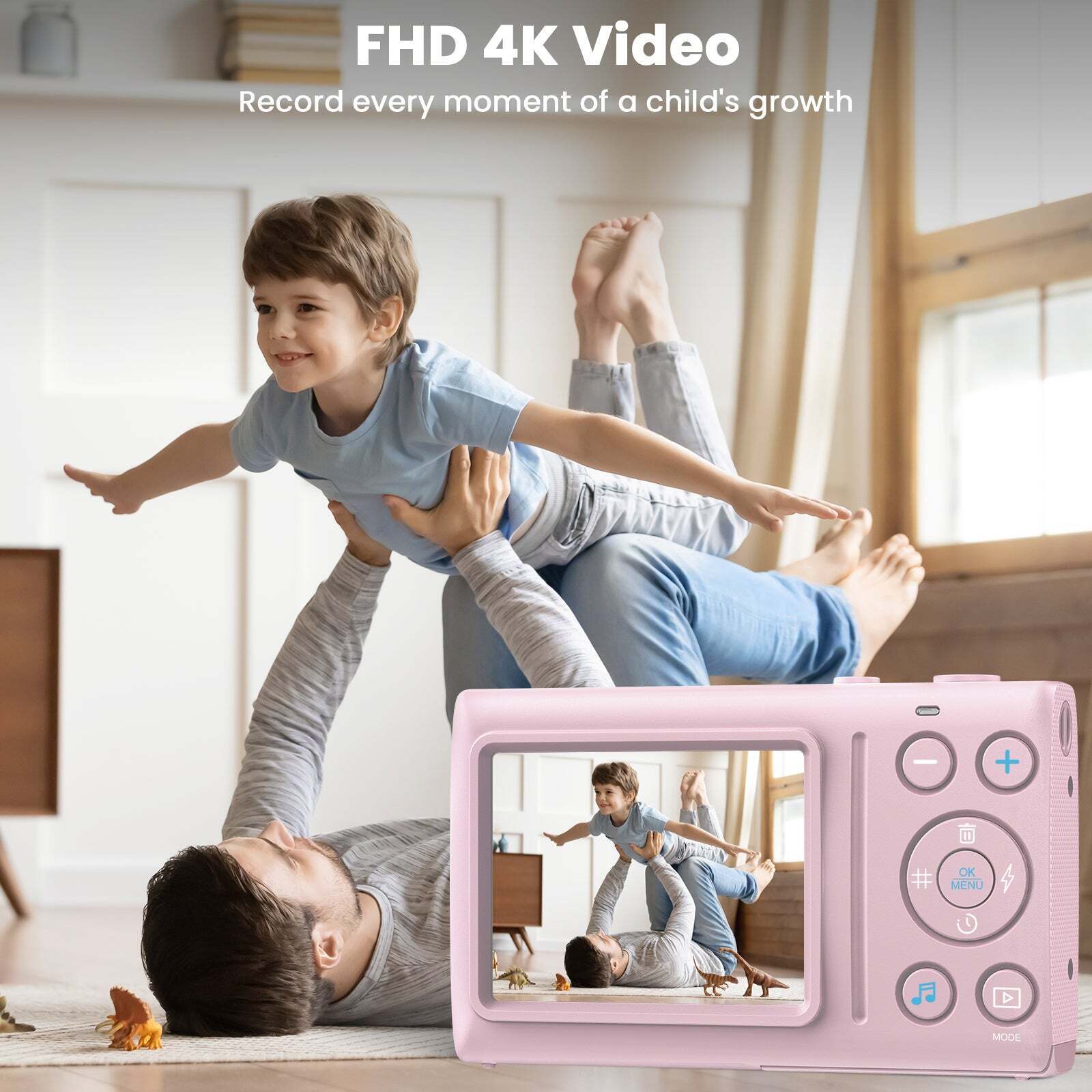 Kids Autofocus Digital Camera, UHD 4K Vlogging Camera with 32GB Card, 18X Zoom - Perfect for Budding Photographers!