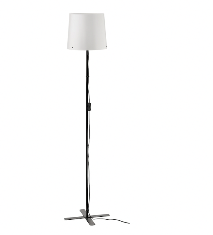Tall Standing Floor Lamp Black /White Steel Soft Shade Decor 150 Cm - Free P&P