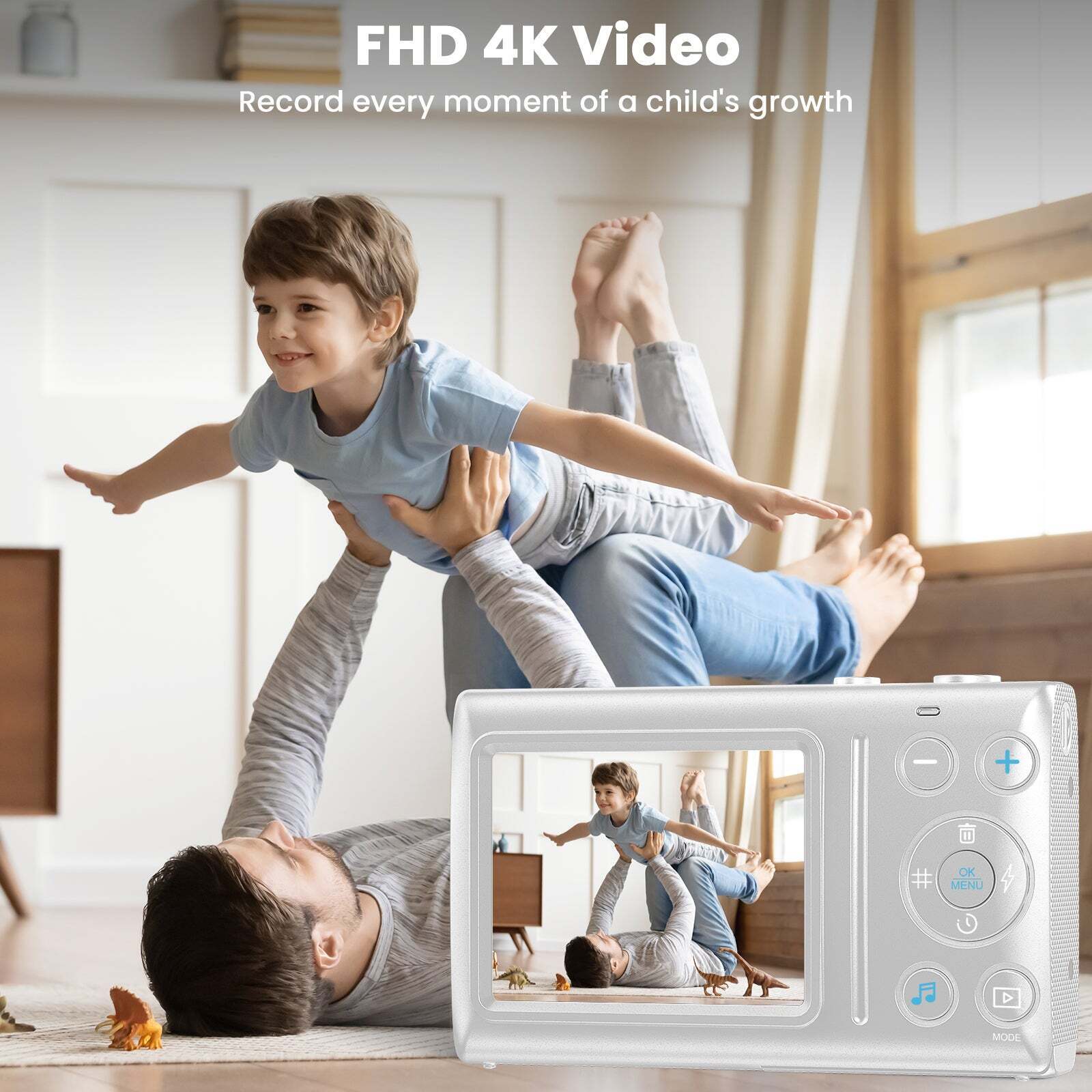 Kids Autofocus Digital Camera, UHD 4K Vlogging Camera with 32GB Card, 18X Zoom - Perfect for Budding Photographers!