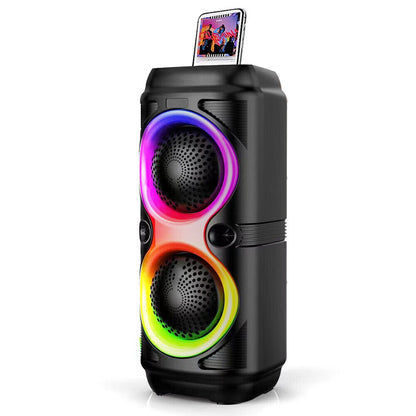 High Bass Portable Bluetooth Speaker with RGB Lights, Dual Speakers, and Karaoke Mode