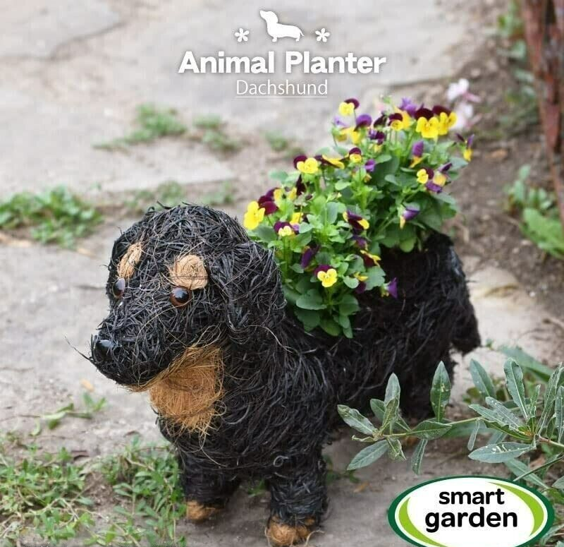 Garden Flower Planter Sausage Dog Outdoor Decor Rattan Plant Pot Animal Patio