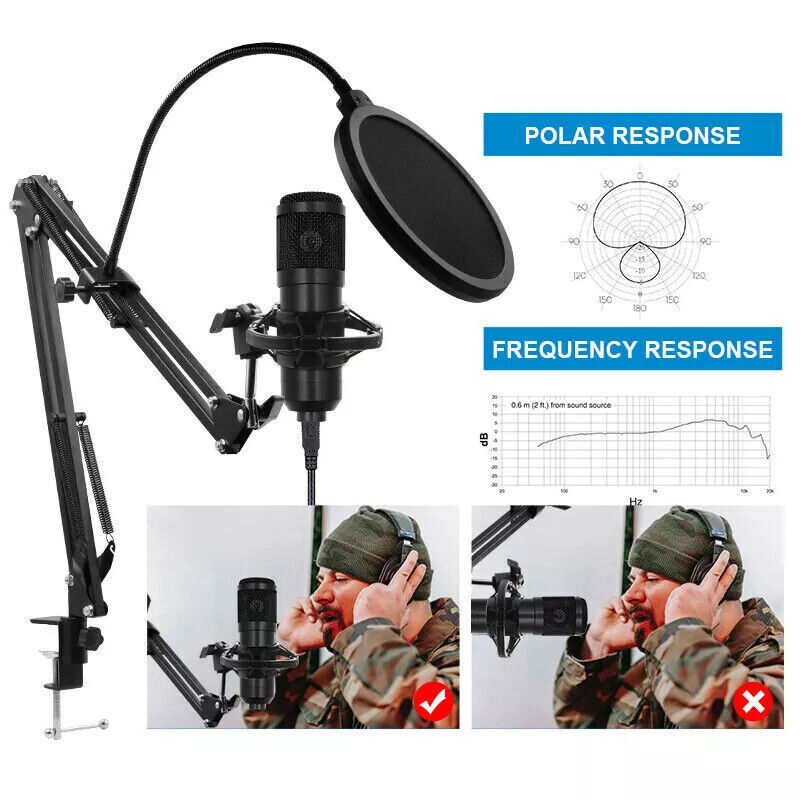 Professional USB Streaming Microphone Kit – Cardioid Condenser Mic for Podcasting, Gaming, Live Streaming & Recording