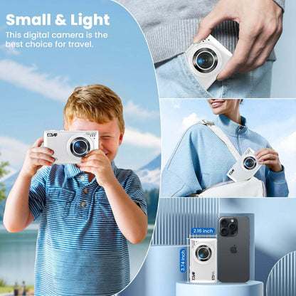 Kids Autofocus Digital Camera, UHD 4K Vlogging Camera with 32GB Card, 18X Zoom - Perfect for Budding Photographers!