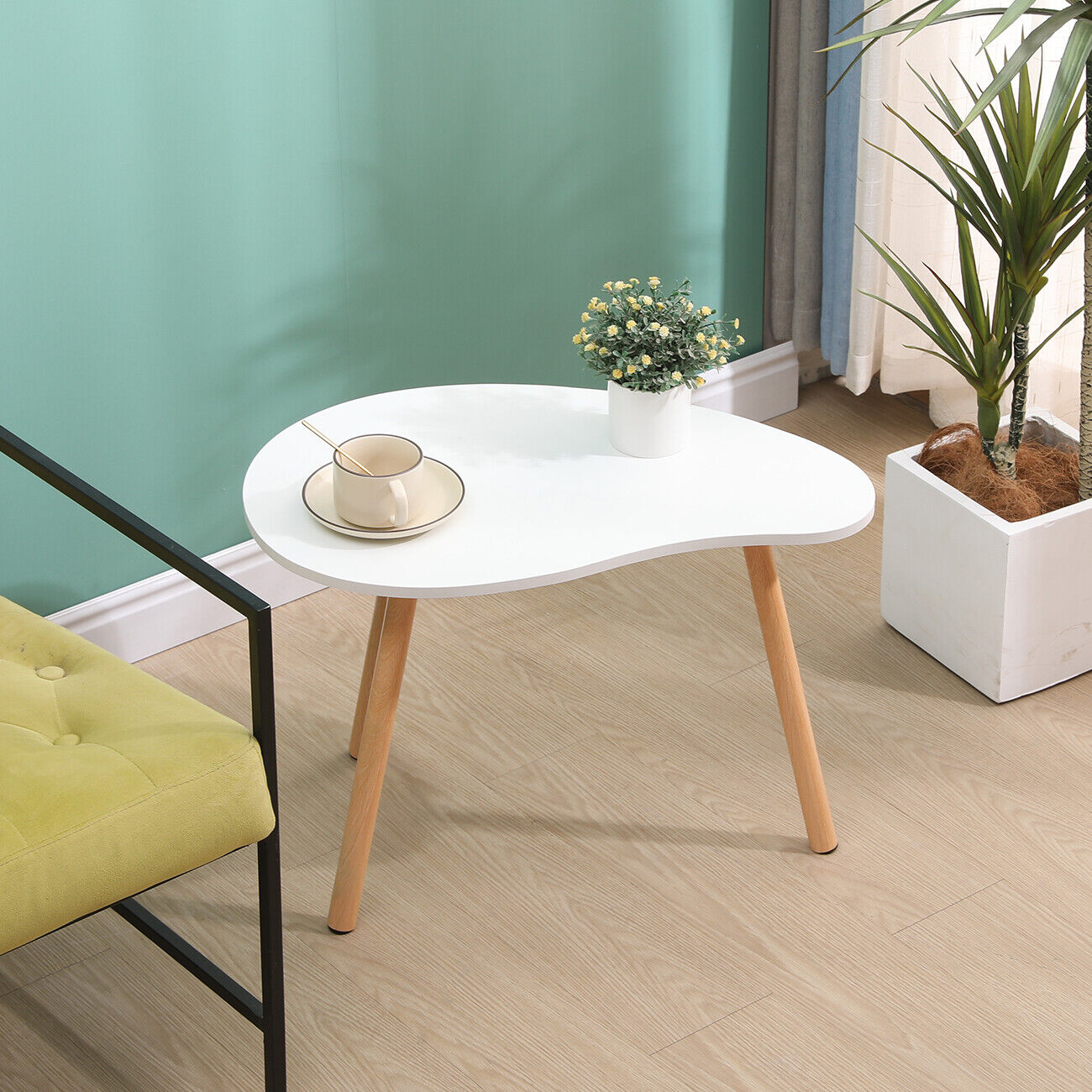 Modern White Simple Coffee Table - Sofa Side Table, End Table for Living Room