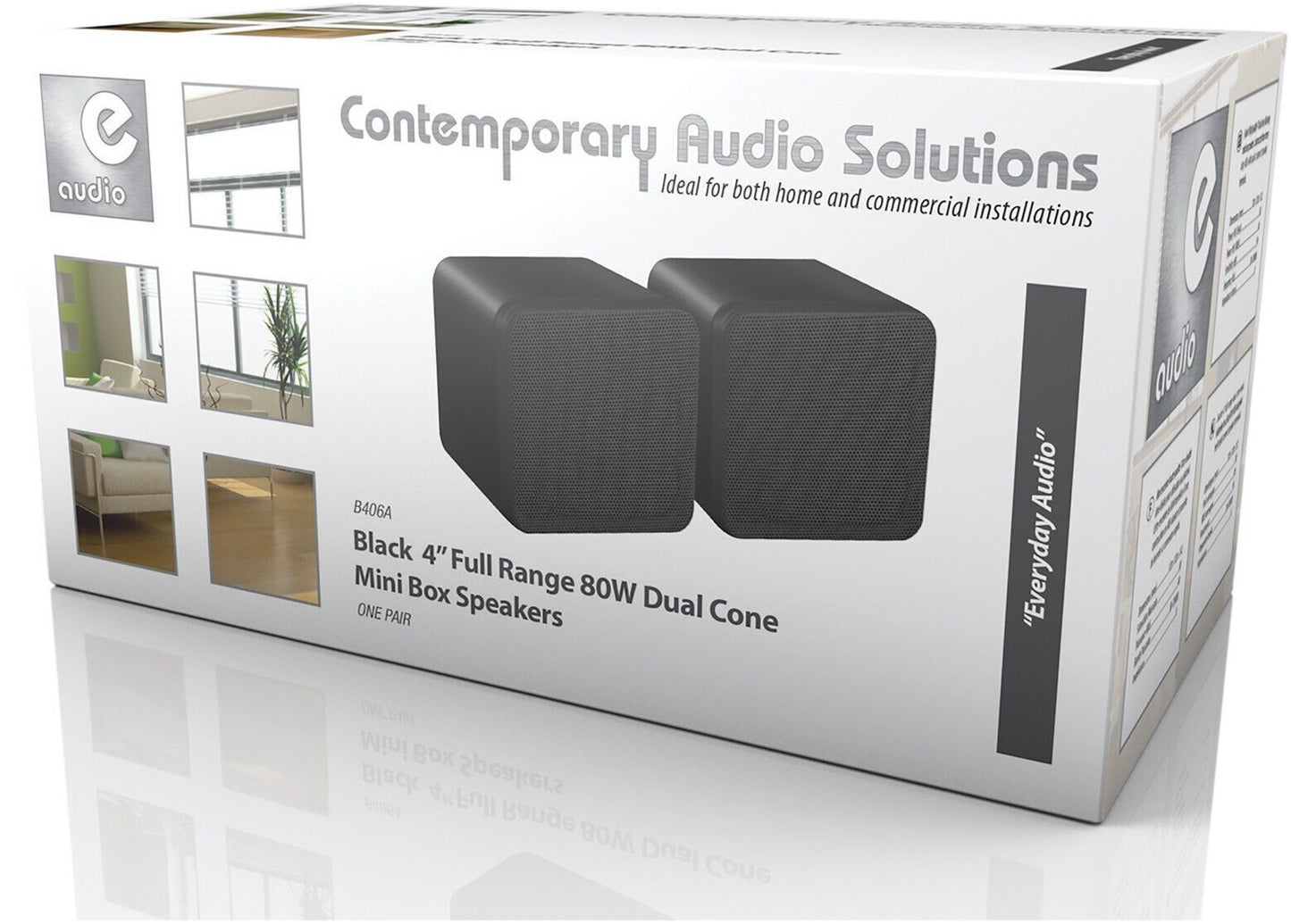 E-Audio 4" Compact Full-Range Dual Cone Black Mini Cube Speakers (Pair - 80W)