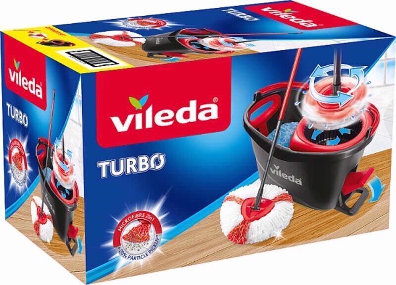 Villeda Easy Clean & Wring Turbo Microfiber Mop and Bucket Set or Refill Grey UK