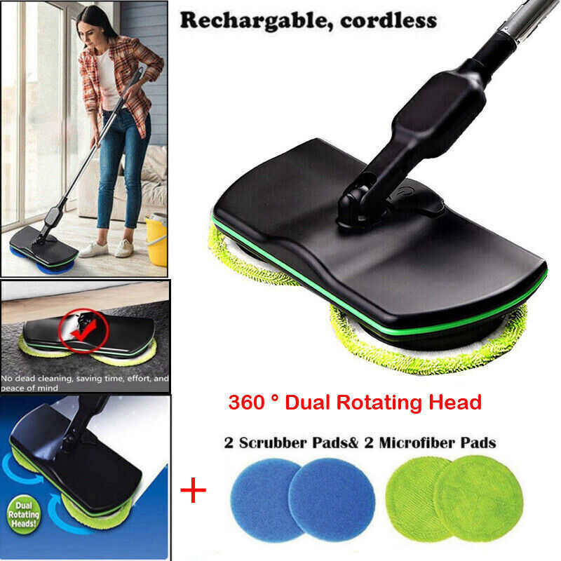 Electric Cordless Floor Cleaner Scrubber Sweeper Polisher Spin Mop Rechargeable