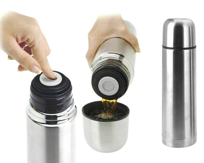 0.75L/1L STAINLESS STEEL VACUUM FLASK HOT COLD TEA DRINK THERMOS CAMPING TRAVEL