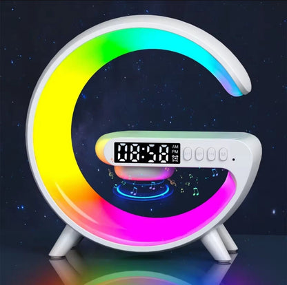 Multifunctional Lamp Desk Alarm Clock with Smart Bluetooth Speaker & Wireless Charger