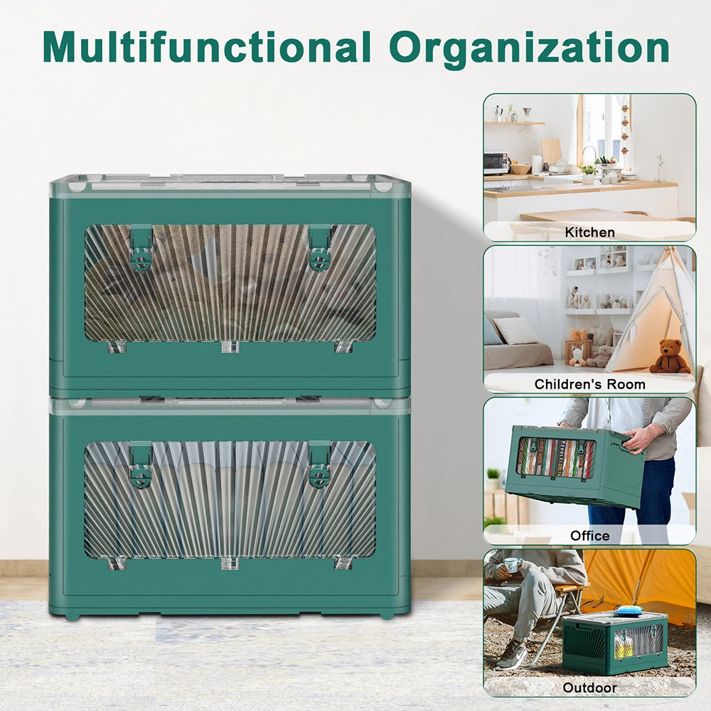 Effortless Organization: Folding Storage Boxes with Lid, Wheels, and Visibility for Toys, Books, Clothes, and More!