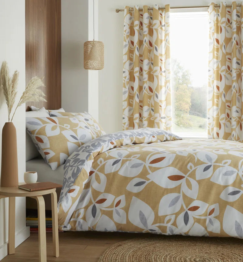 Inga Leaf Reverisble Duvet Cover Set with Pillowcases