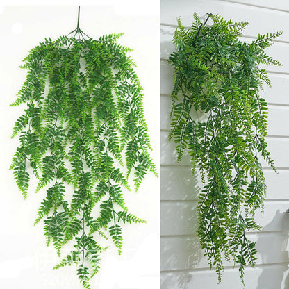 4 Artificial Hanging Plants Fake Fern Trailing Foliage Plastic Flower Leaf Decor