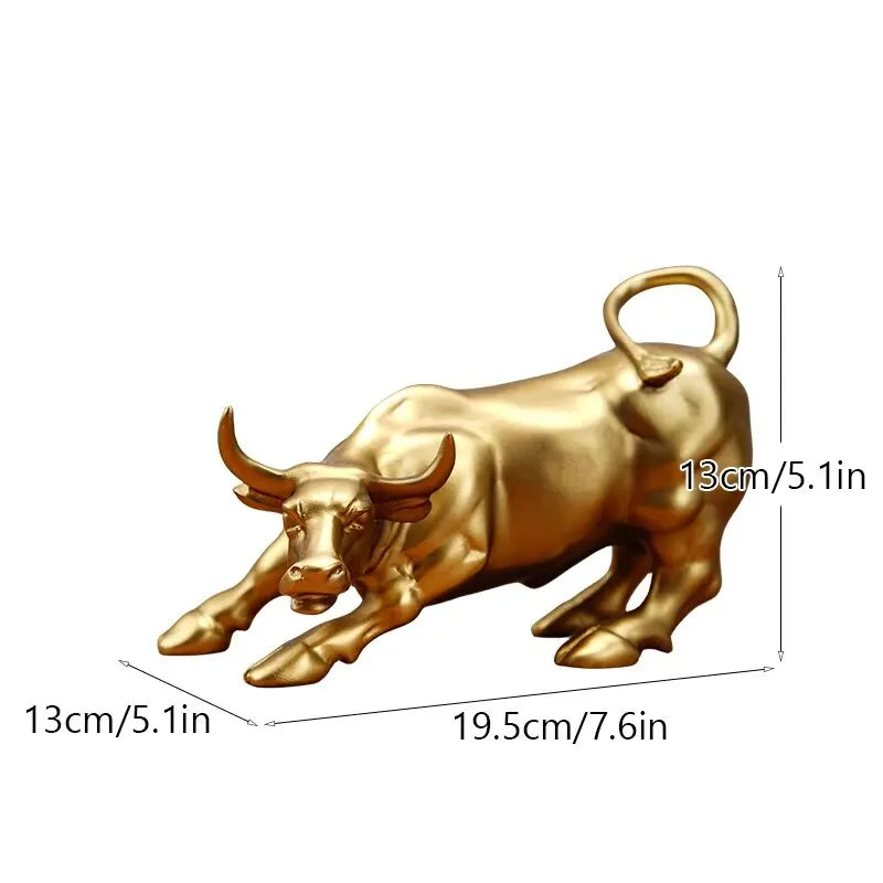 Lucky Bull Market Wealth Statue: Enhance Your Office Décor with Feng Shui Fortune Resin Ornament