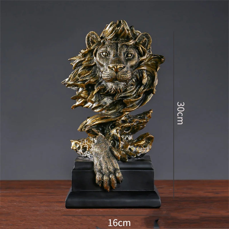 Regal Resin Craft: Vintage Imitation Bronze Lion Head Statue – Elevate Your Space with Timeless Elegance and Modern Artistry! Perfect for Living Rooms, Porches, and Offices.