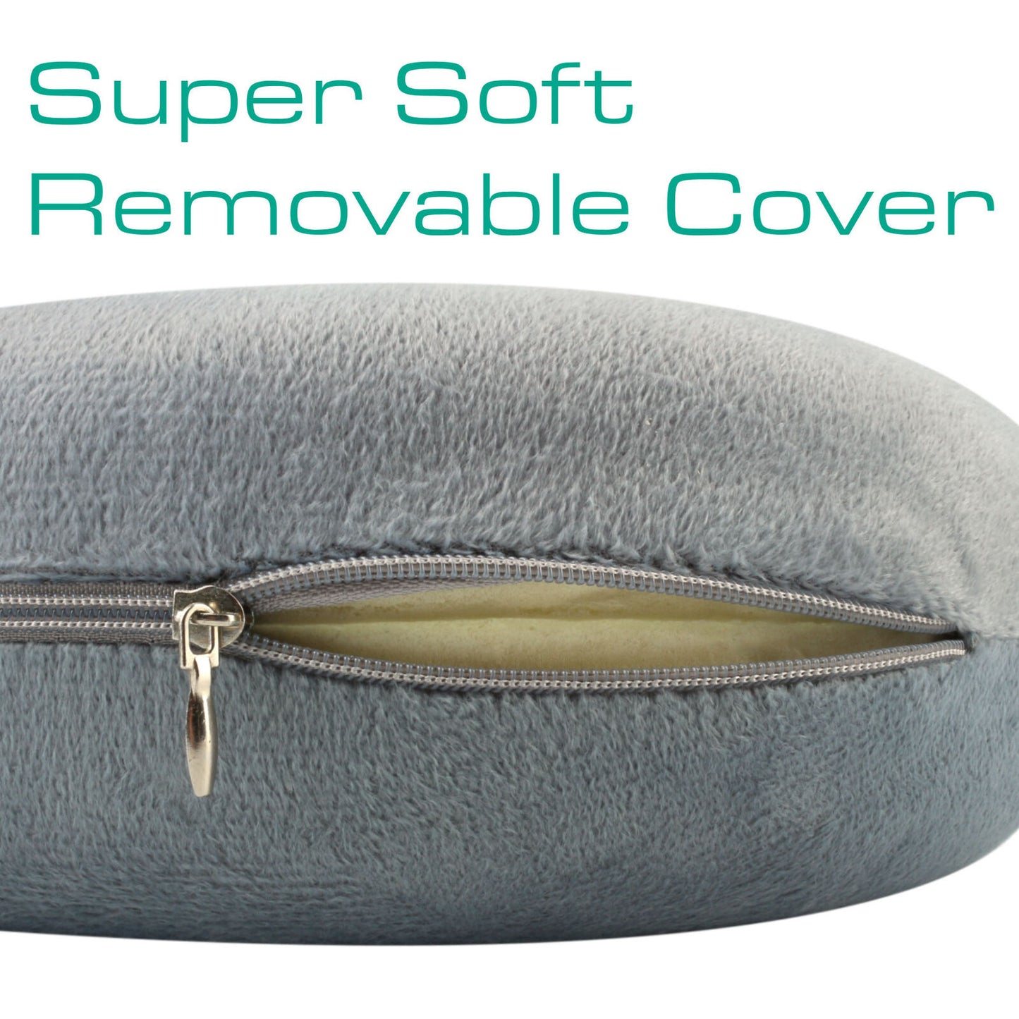 TRAVEL PILLOW Memory Foam Neck Head Support Removeable Cover Soft Grey U Shaped